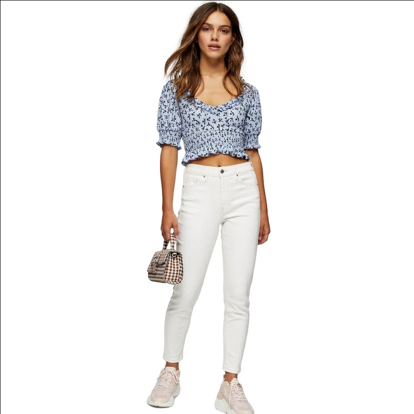 NWT TopShop JAMIE HIGH WAIST ANKLE SKINNY JEANS IN WHITE Sz W24(0)L28 - Picture 1 of 9